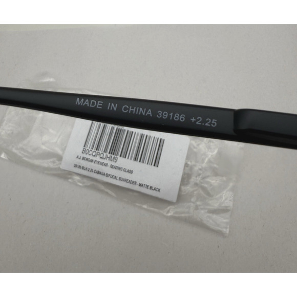 A.J. Morgan Reading Glass #39186-black-2.25 Cabana-Bifocal Sun reader matte-BLk - Picture 9 of 14